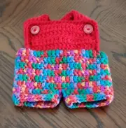 Cabbage Patch Kid Crochet Doll Bib Shorts - Handmade - 15" CPK - Variegated/Blue