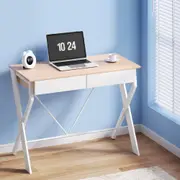 Desk with 2 Storage Drawers (White with Oak Top)