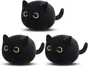 3Pcs Black Cat Plush, Black Cat Plushies Cute Mini Black Cat Stuffed Animal for Home Decoration, Plush Pillows Soft Plush Cat for Kids Birthday