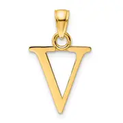 14k Yellow Gold Polished Letter V Pendant