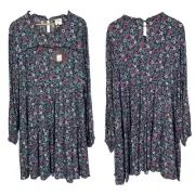 NWT KNOX ROSE Women's XL Floral Boho Cottagecore Peasant Long Sleeve Rayon Dress