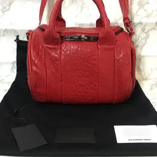 Alexander Wang Mini Rockie 紅色牛皮鉚釘圓筒包 波士頓包 6成新