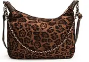 ONE2MAY Leopard Faux Suede Purse for Women Cheetah Print Handbags Shoulder Purse Hobo purse