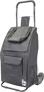 dbest products Trolley Dolly Compact, Black Foldable Shopping cart for Groceries with Wheels and Removable Bag and Rolling Personal Tote Handtruck Standard