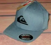 MENS QUIKSILVER STEEL BLUE FITTED HAT CAP SIZE L/XL