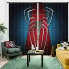 Red Spider Web Logo 3D Blockout Photo Print Curtain Fabric Curtains Window