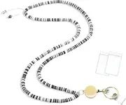 Sopopal Retractable Beaded Teacher Lanyard for Women with Id Holder Badge Reel Cute Lanyards for Id Badges Cruise Ship Cards Keys, Boho Black White