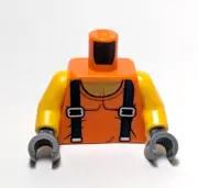 Lego - Minifigure Torso - Orange, Suspenders, Muscles, Gloves
