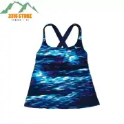 Nike CrossBack Tankini Swimsuit Top Blue Teal Pink Size XS Retail $98 NWT