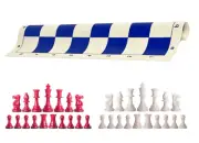 Red & White Chess Pieces 20" Royal Vinyl Board - Single Weight Chess Set