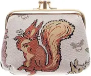 [Signare] Tapestry Cute Exquisite Double Pocket Kiss Lock Coin Purse for Women with Animal and Pet Design, Nutkin, One Size, Utility