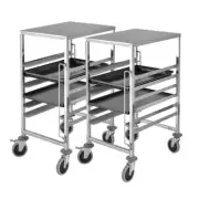 NNEAGS 2X Trolley 7 Tier Stainless Steel Bakery Trolley Suits GN 1/1 Pans with W