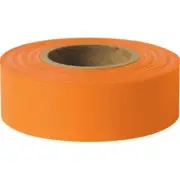 Presco Solid-Color Roll Flagging, PresGlo, Taffeta, 1 3/16" x 150', Orange Glo,