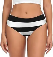 [SAAKE] stripes black white Print Women's Briefs XS S M L XL XXL 3XL 4XL Plus Size Briefs Bikini Ladies Underpants