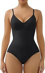 [SHAPERX] Women's Bodysuits Tummy Control Shapewear Seamless Sculpting Briefs Body Shaper with Removable Pads