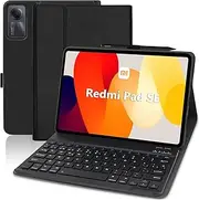 Keyboard Case for Xiaomi Redmi Pad SE 11 Inch 2023 Case with Keyboard (German QWERTZ), Soft Back Case Protective Case with Magnetic Removable Keyboard for Redmi Pad SE 11 Inch 2023, Black