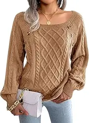 [SEAUR] Women's Pullover Sweaters Fashion Casual Cable Knit Sweater Long Sleeve Pullover Jumper Sweater