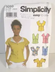 Simplicity Easy-To-Sew 5059 Tops in Different Styles Misses' 4-10 Pattern Uncut