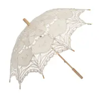 在飛比找樂天市場購物網優惠-手工鉤繡布藝長柄傘蕾絲洋傘陽傘攝影傘百代麗花邊傘長柄雨傘