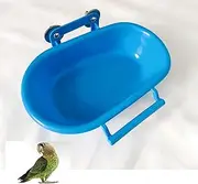 Roczential Bird Bath for Cage,Parrot Bird Bath,Bird Bath Tub Bowl Basin Hanging Birdbath Toy,Forparakeets,Cockatiels,Canary,Budgerigar (Blue)