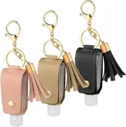 3 Pcs Small Hand Sanitizer Keychain Portable Leather Travel Hand Sanitizer