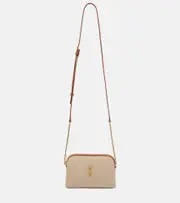 [Saint Laurent] Saint Laurent Gaby leather-trimmed canvas camera bag One Size white