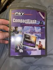 Vintage PNY 256MB CompactFlash Memory Card Brand New Sealed Small Crack Plastic