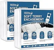 Zippered Mattress Protector with Ultra Soft Cotton Terry Surface, 6-Side Waterproof Mattress Encasement, Durable Zipper, Noiseless, for Standard Full Size (12-15 Inch) Mattress 54'' X 75'', 2 Pack