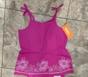 NWT Gymboree girls pink peasant shirt size 7 large flowers adj straps sleeveless