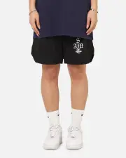[SAINT MORTA] Saint Morta Gothic Stack Basketball Shorts Black - Size S S Black