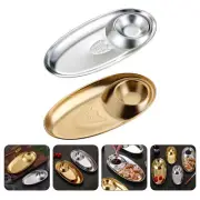2 PCS Dipping Sauce Bowls Oval Chip Pan Potato Chips Veggie Tray