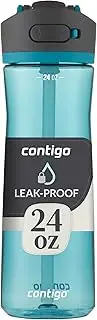 Contigo Ashland 2.0 Leak-Proof, Dishwasher Safe Water Bottle with Lid Lock & Angled Straw, Interchangeable Lid, 24oz - Juniper