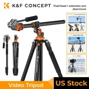 K&F Concept 91 inch Video Tripod Fluid Head Tripod Reversible Detachable Monopod