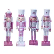 Handmade 30cm Pink Nutcrackers Soldier Ornament for Bedroom or Office Decors