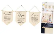 Faith Hope Love-Christian Wall Art-Flower-Scripture Art-Flag Decor Gift for
