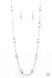 Paparazzi Glassy Glamorous White Necklace NWT