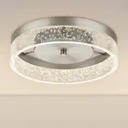 LED Flush Mount Ceiling Light Fixture, 12In Crystal Chandelier with Clear Bub...