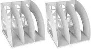 SAYEEC 2 Pcs Magazine Holder Desk File Organizer Plastic 3 Compartment File Holder Folder Stand File Divider Document Cabinet Rack Book Storage Organizer Filling Box (Gray)