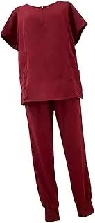 [kowaku] Nursing Scrub Set Top and Pants Comfortable Durable Work Suit with Pockets Nurse Workwear for Pet Grooming SPA Cosmetology