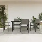 5 Piece Garden Dining Set Black Steel Textilene Outdoor Furniture Patio Ta 00744