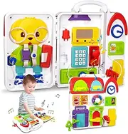 20 in 1 Montessori Busy Board for Toddlers - Music/Light/Colour/Touch Sensing Activity Board and Motor Skills Educational Toy for 18+ Months Boys/Girls