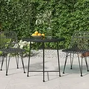 Dining Table Black 80 cm Tempered Glass and Steel