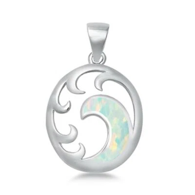 White Opal .925 Sterling Silver Charm Pendant