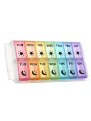 Weekly Pill Organizer 2 Times a Day Extra Large 7 Day Easy Fill Quick Fill Po...
