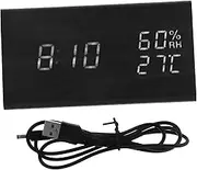 Levemolo Digital Weather Clock Led Alarm Clock Wooden Silent Temperature Display Hands Eye-Caring Loop Time Temp