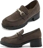 [Ablanczoom] Platform Loafers for Women Shoes: Slip On Penny Loafer Chunky Heel Dressy Comfort Suede Office Business Casual Shoe