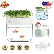 Compact Hydroponic Aquaponics System with Seed Sprouter Tray - Modern Design