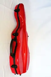 Full Size Scratchless Carbon-Like Combo Violin Case 4/4-Red, Cello-Shaped