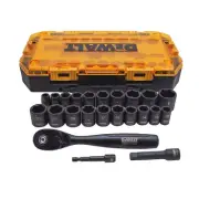 DEWALT 3/8 In. Drive Combination Deep Impact Socket Set with Ratchet (23-Piece)