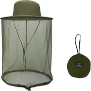 Fishing Hat Sun Protection Hat Mosquito Head Net for Outdoors Bucket Hat with Hidden Net Mesh Dark Gray